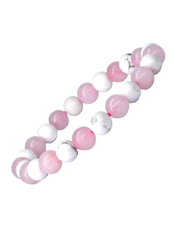 Rose Quartz & Howlite Bracelet | Love, Peace & Emotional Harmony 🌸 by Brahmatells