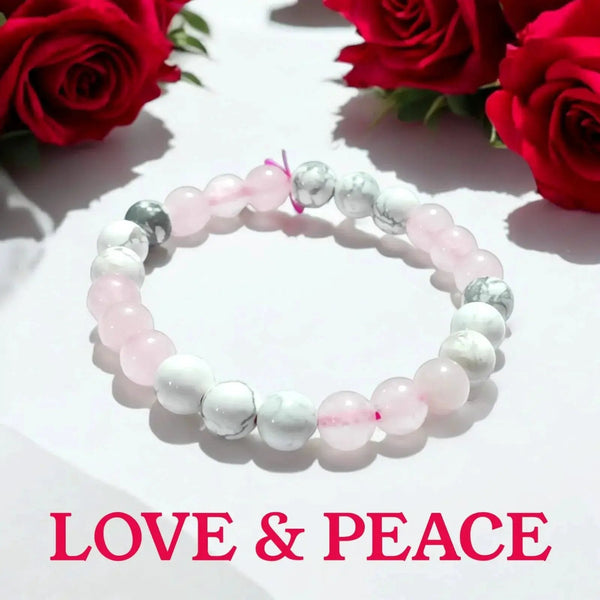 Rose Quartz & Howlite Bracelet | Love, Peace & Emotional Harmony 🌸 by Brahmatells