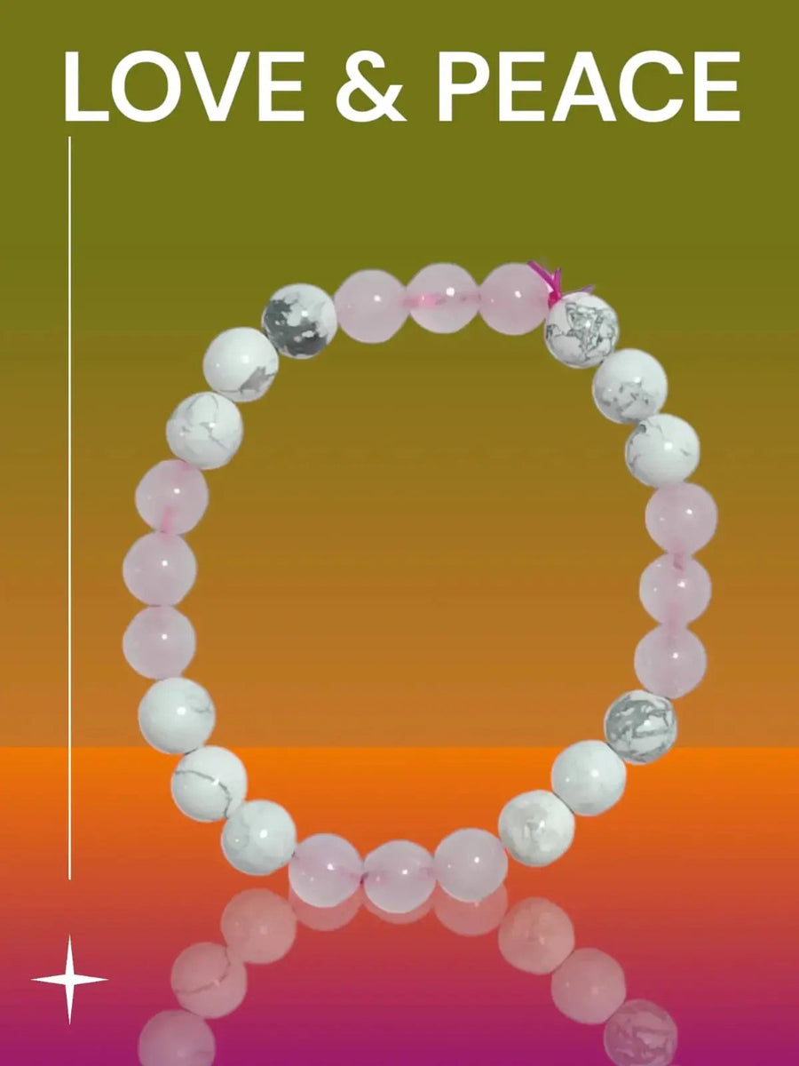 Rose Quartz & Howlite Bracelet | Love, Peace & Emotional Harmony 🌸 by Brahmatells