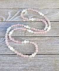 Rose Quartz & Selenite Healing Mala Necklace - 108 Beads of Harmony | Brahmatells by brahmatells