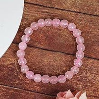 Rose Quartz Diamond Cut Bracelet - 8mm Beads for Reiki Healing by Brahmatells