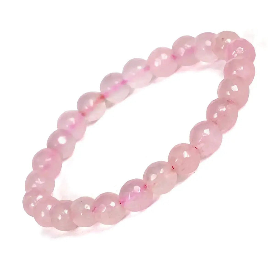 Rose Quartz Diamond Cut Bracelet - 8mm Beads for Reiki Healing by Brahmatells