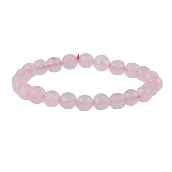 Rose Quartz Diamond Cut Bracelet - 8mm Beads for Reiki Healing by Brahmatells
