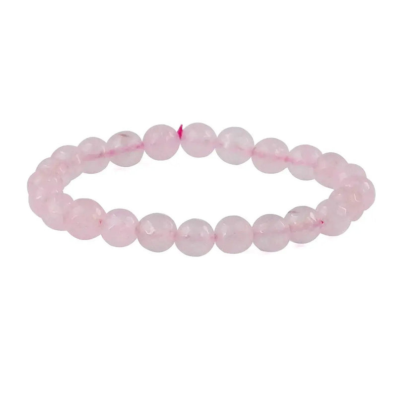 Rose Quartz Diamond Cut Bracelet - 8mm Beads for Reiki Healing by Brahmatells