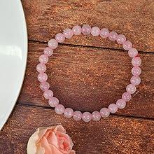 Rose Quartz Diamond Cut Bracelet - 8mm Beads for Reiki Healing by Brahmatells