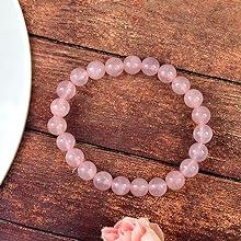 Rose Quartz Diamond Cut Bracelet - 8mm Beads for Reiki Healing by Brahmatells