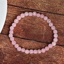 Rose Quartz Diamond Cut Bracelet - 8mm Beads for Reiki Healing by Brahmatells
