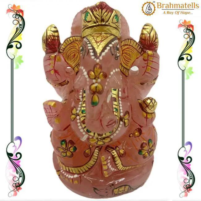 Rose Quartz Ganesha Idol: Embrace Love & Prosperity | Brahmatells by Brahmatells
