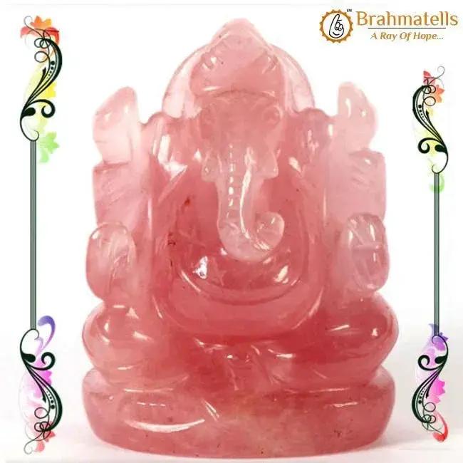 Rose Quartz Ganesha Idol for Love & Prosperity | Brahmatells by Brahmatells