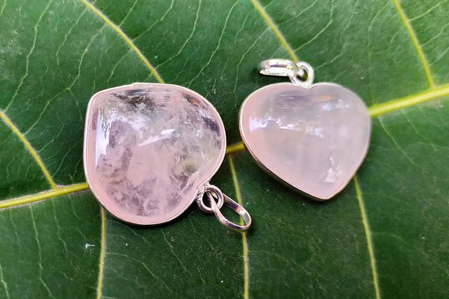 Rose Quartz Heart Pendant by Brahmatells