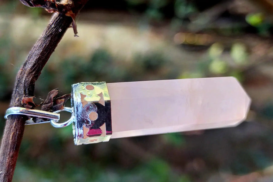 Rose Quartz Pencil Pendant by Brahmatells