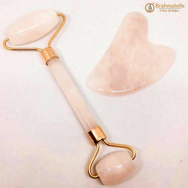Rose Quartz Roller & Gua Sha Set for Radiant Skin | Brahmatells by Brahmatells