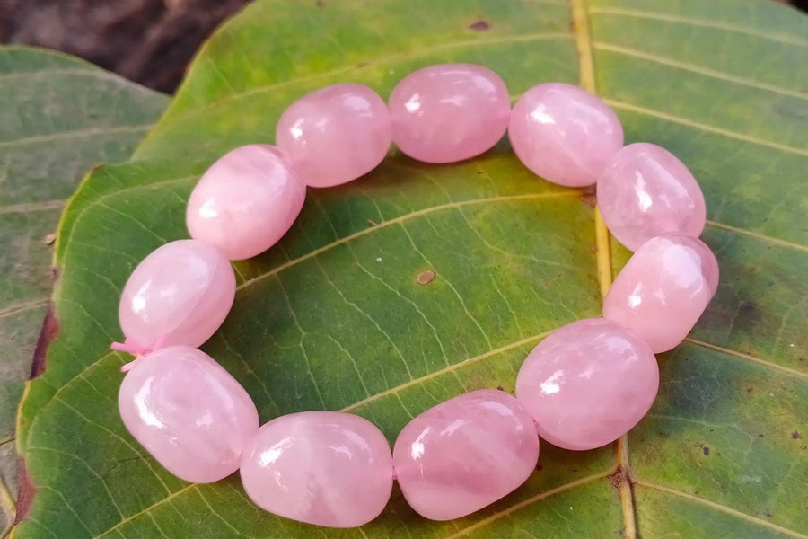 Rose Quartz Tumble Bracelet – Symbol of Love & Harmony by Brahmatells