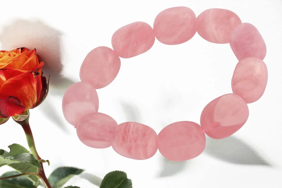 Rose Quartz Tumble Bracelet – Symbol of Love & Harmony by Brahmatells