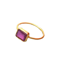 Ruby Manak Baguette-Rectangle Wine-Red Ring | Brahmatells by Brahmatells