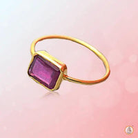 Ruby Manak Baguette-Rectangle Wine-Red Ring | Brahmatells by Brahmatells