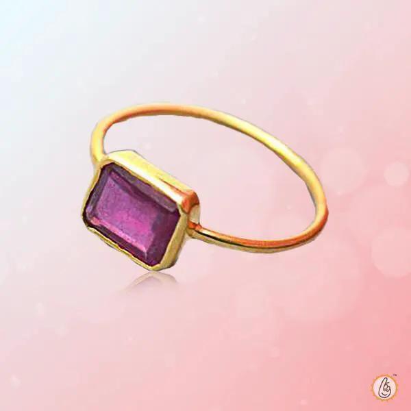 Ruby Manak Baguette-Rectangle Wine-Red Ring | Brahmatells by Brahmatells