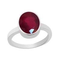 Ruby Manak Oval Berry-Red Silver Ring | Brahmatells Astro Collection by Brahmatells