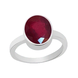 Ruby Manak Oval Berry-Red Silver Ring | Brahmatells Astro Collection by Brahmatells