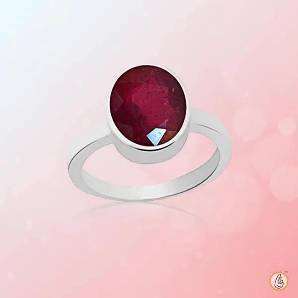 Ruby Manak Oval Berry-Red Silver Ring | Brahmatells Astro Collection by Brahmatells