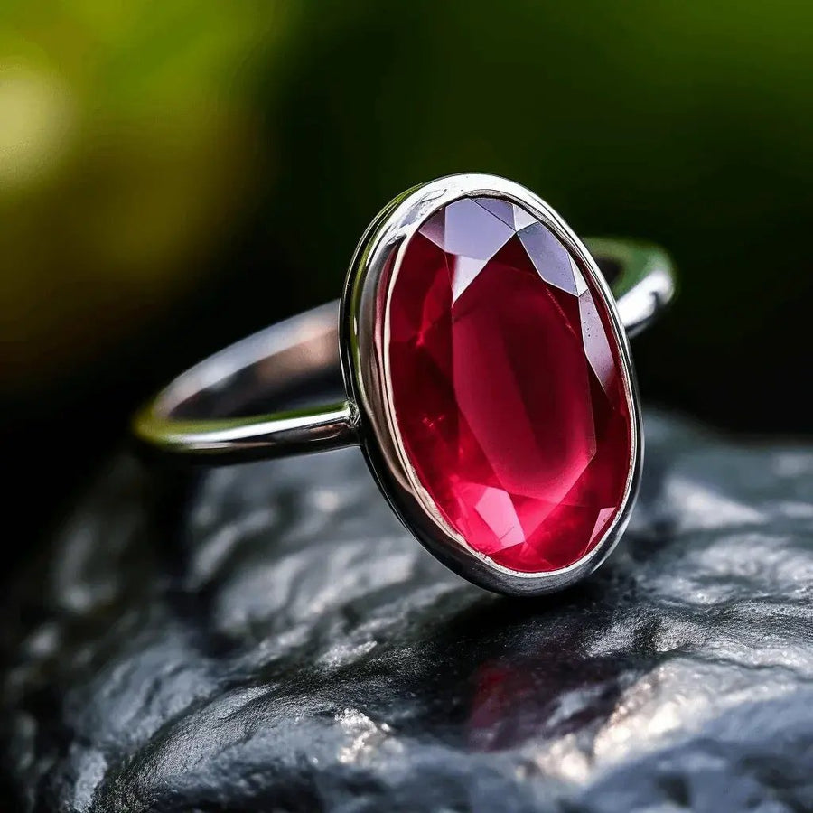 Ruby Manak Oval Berry-Red Silver Ring | Brahmatells Astro Collection by Brahmatells