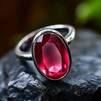 Ruby Manak Oval Berry-Red Silver Ring | Brahmatells Astro Collection by Brahmatells