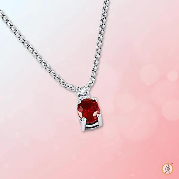 Ruby Manak Velvet-Red Oval Pendant - Radiate Success | Brahmatells by Brahmatells
