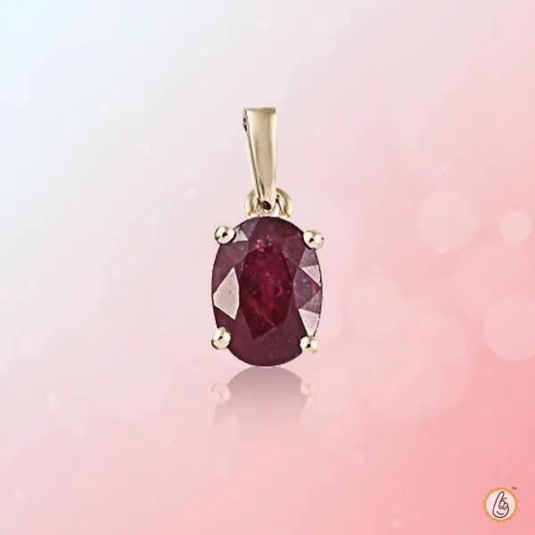 Ruby Manak Wine-Red Oval Pendant - Radiate with Sun's Energy | Brahmatells by Brahmatells