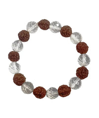 Rudraksh & Sphatik Bracelet - 8mm Diamond Cut Beads for Men & Women by Brahmatells
