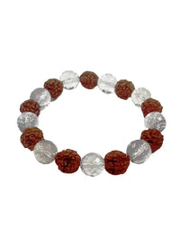 Rudraksh & Sphatik Bracelet - 8mm Diamond Cut Beads for Men & Women by Brahmatells