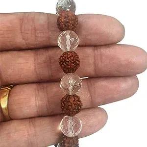 Rudraksh & Sphatik Bracelet - 8mm Diamond Cut Beads for Men & Women by Brahmatells