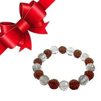 Rudraksh & Sphatik Bracelet - 8mm Diamond Cut Beads for Men & Women by Brahmatells