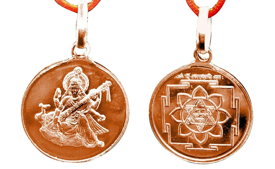 Saraswati Yantra Pendant In Pure Copper Blessed And Energized Locket by brahmatells