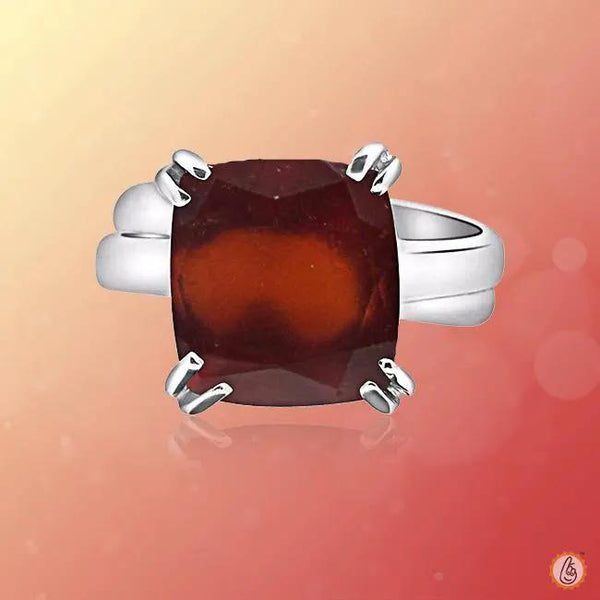 Saturn-Inspired Gomed Cushion Dark Brown Ring | Brahmatells Astro Collection by Brahmatells