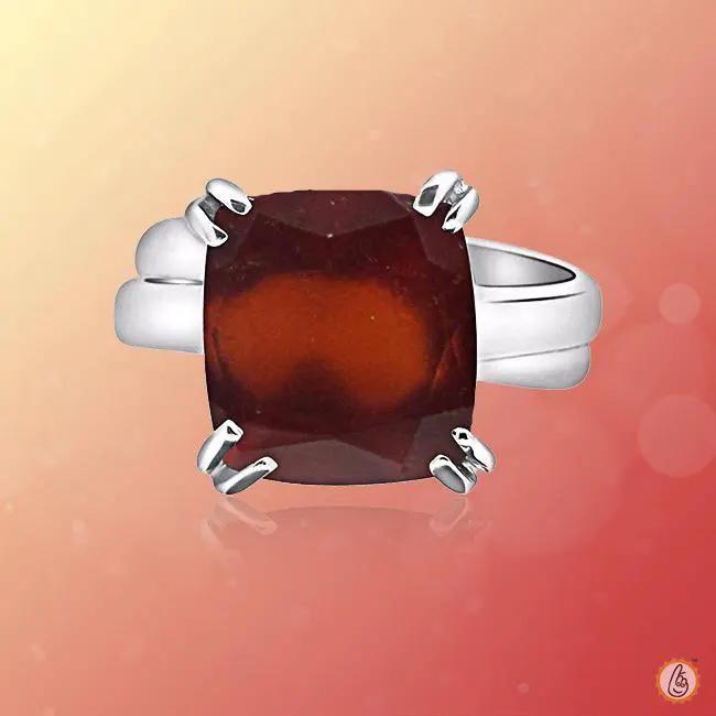 Saturn-Inspired Gomed Cushion Dark Brown Ring | Brahmatells Astro Collection by Brahmatells