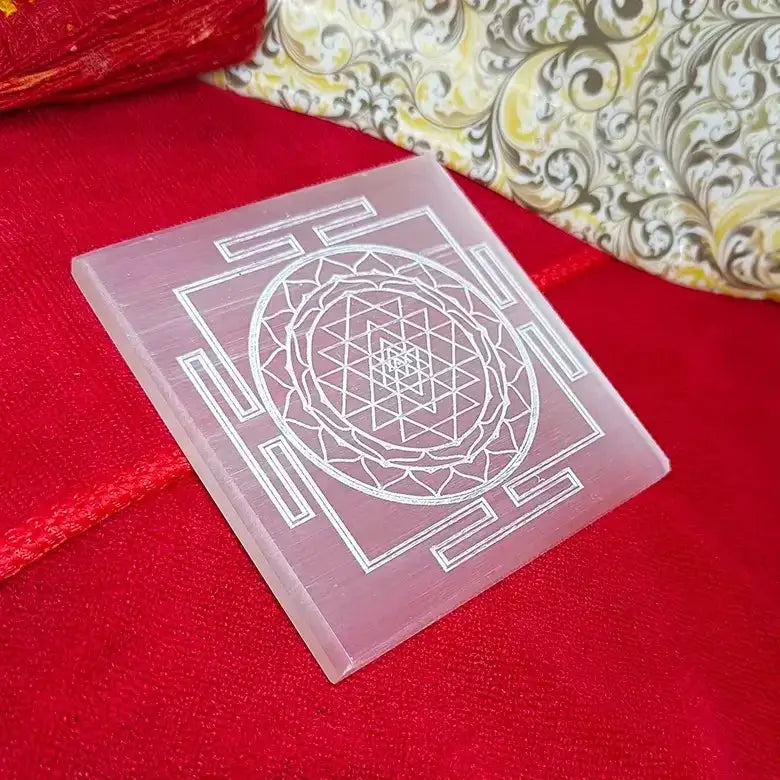 Brahmatells Selenite Shree Yantra Charging Plate. by Brahmatells