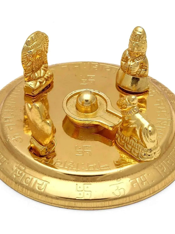 Shiv Parivar with Shivling Shri Kartik Shri Ganesh MATA Parvati and Shri Nandi || Gold Plated || by Brahmatells