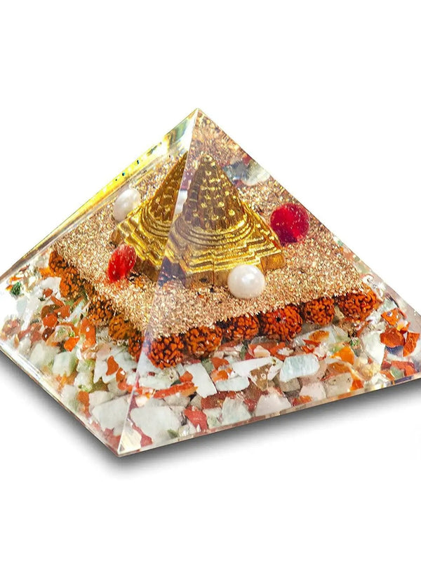 Shree Shri Yantra Pyramid for Wealth and Prosperity, Healing Removing Negativity Positive Energy Vaastu and Feng Shui Stone by Brahmatells