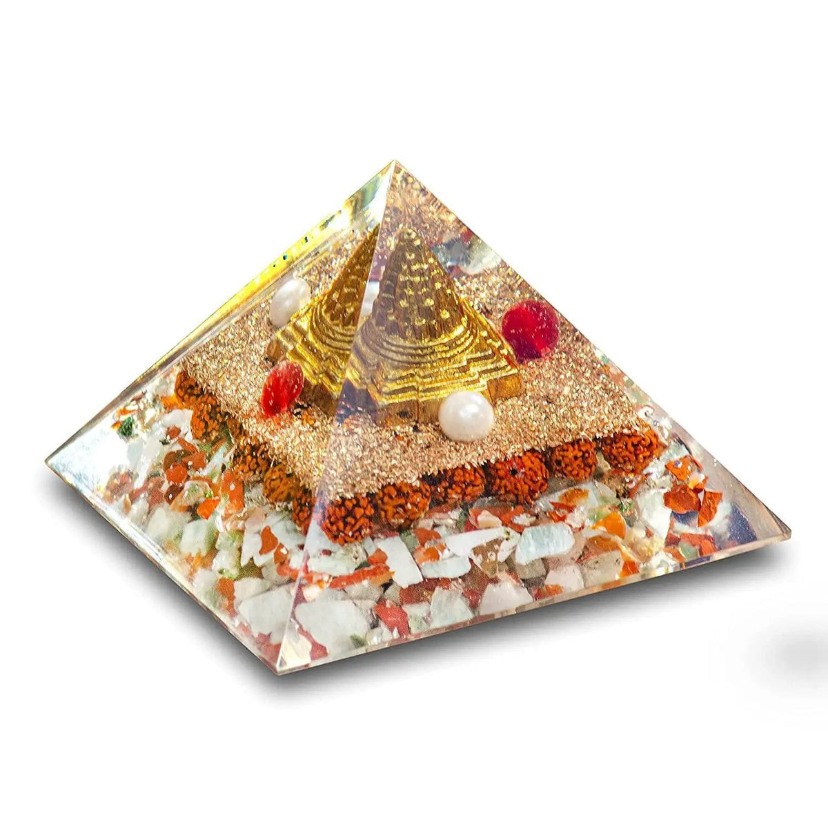 Shree Shri Yantra Pyramid for Wealth and Prosperity, Healing Removing Negativity Positive Energy Vaastu and Feng Shui Stone by Brahmatells