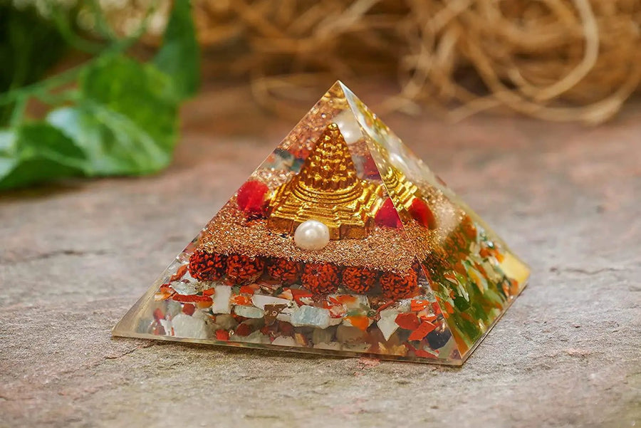 Shree Shri Yantra Pyramid for Wealth and Prosperity, Healing Removing Negativity Positive Energy Vaastu and Feng Shui Stone by Brahmatells