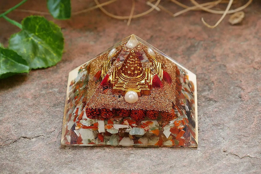 Shree Shri Yantra Pyramid for Wealth and Prosperity, Healing Removing Negativity Positive Energy Vaastu and Feng Shui Stone by Brahmatells