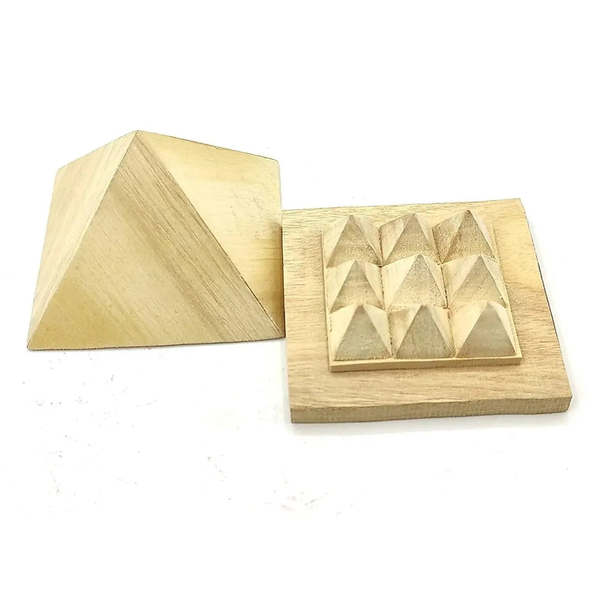 Shriparni Sriparni Wooden Pyramid 3" with Base Vastu Pyramid Plate for Home & Office Temple (Multiple Vastu Uses) by Brahmatells
