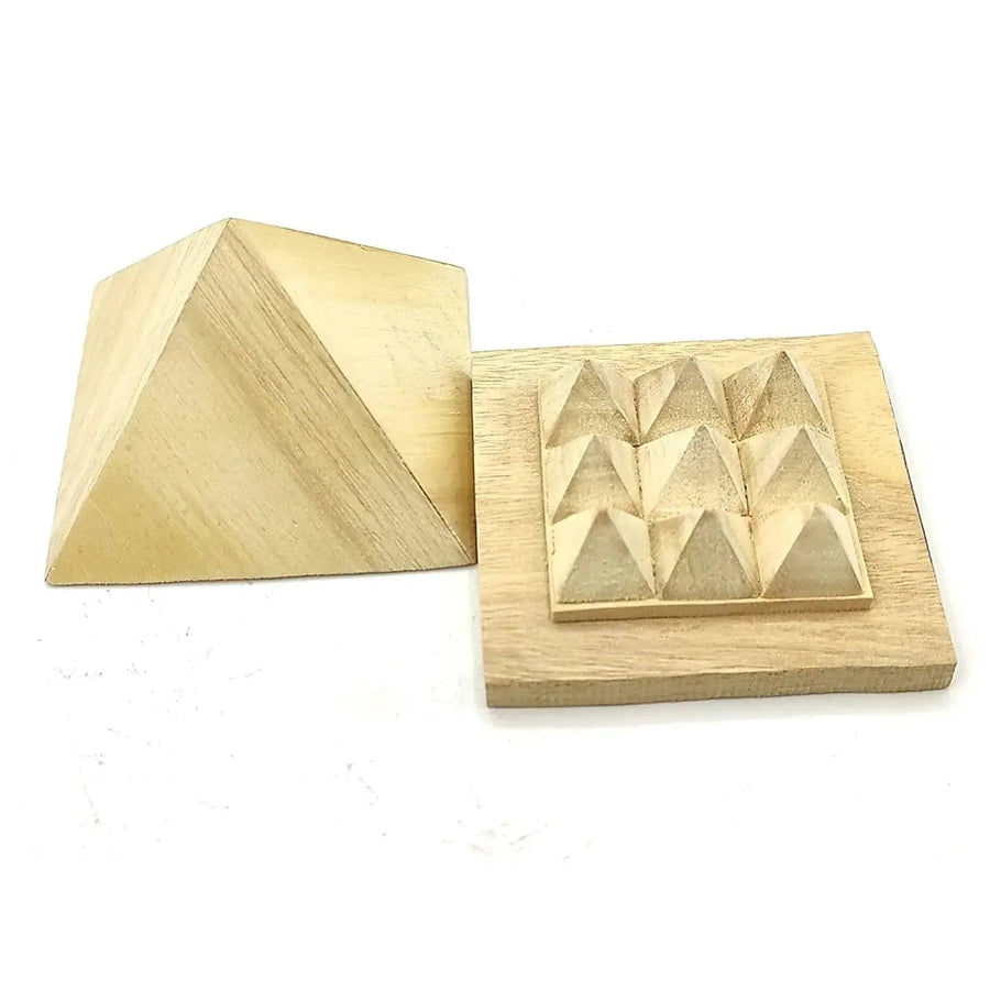 Shriparni Sriparni Wooden Pyramid 3" with Base Vastu Pyramid Plate for Home & Office Temple (Multiple Vastu Uses) by Brahmatells