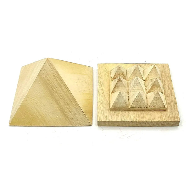 Shriparni Sriparni Wooden Pyramid 3" with Base Vastu Pyramid Plate for Home & Office Temple (Multiple Vastu Uses) by Brahmatells