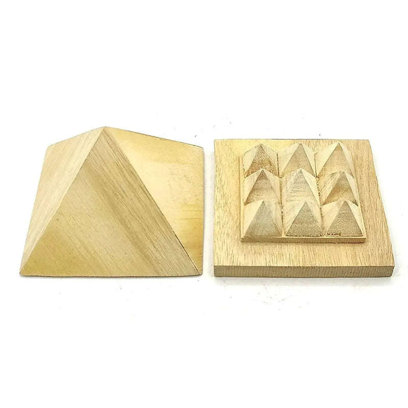 Shriparni Sriparni Wooden Pyramid 3" with Base Vastu Pyramid Plate for Home & Office Temple (Multiple Vastu Uses) by Brahmatells