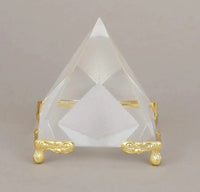 Shubharambh Crystal Glass Pyramid on Golden Stand for Positive Energy, Good Luck . by Brahmatells