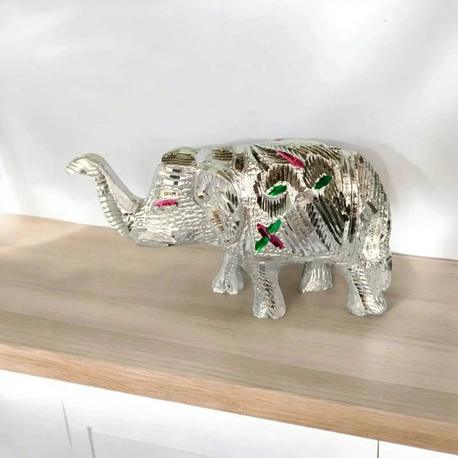 Silver Elephant Statue for Protection & Spiritual Growth | Brahmatells by Brahmatells