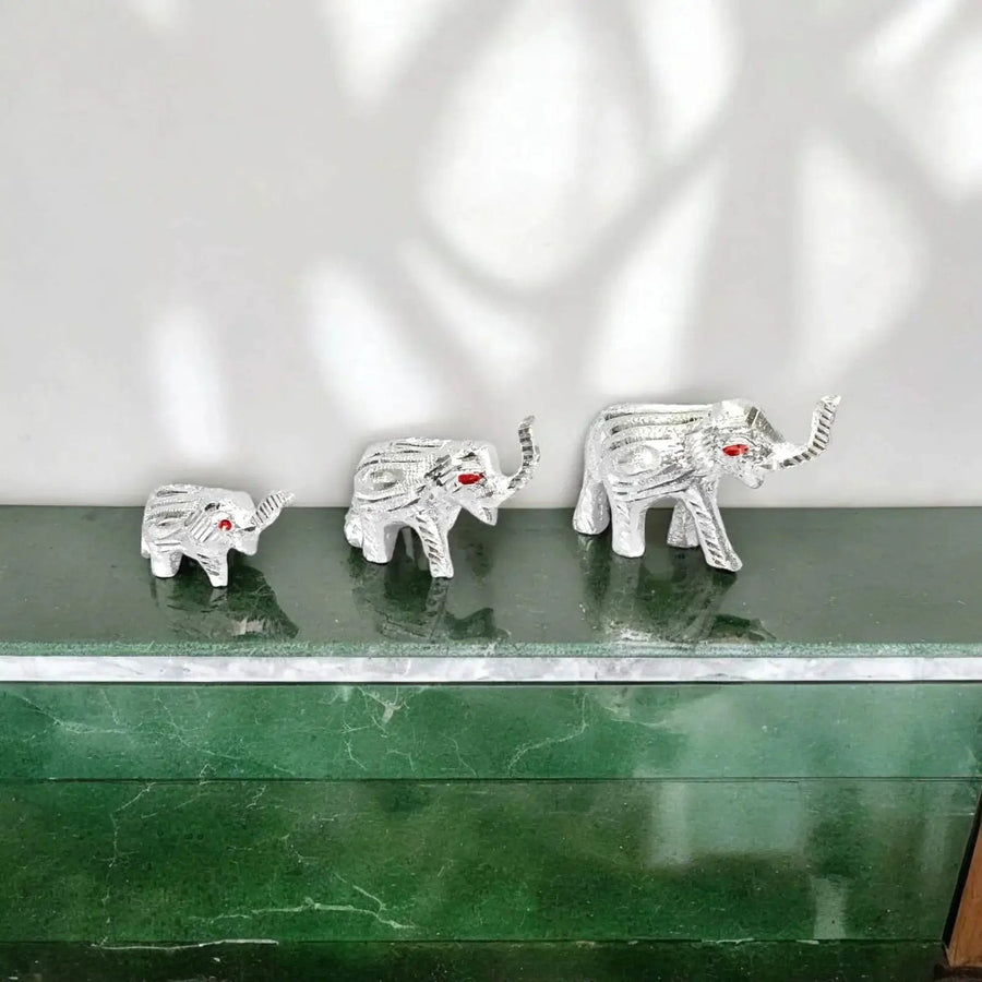 Silver Elephant Statue for Protection & Spiritual Growth | Brahmatells by Brahmatells