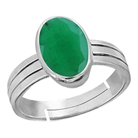 Silver Emerald Oval-Yellowish-Green Ring - Panna | Brahmatells Astro Collection by Brahmatells