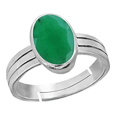 Silver Emerald Oval-Yellowish-Green Ring - Panna | Brahmatells Astro Collection by Brahmatells